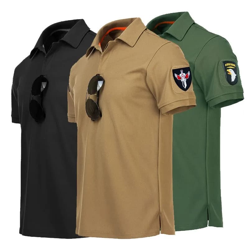 Polo da uomo a rapida asciugatura, ricamata, estiva, oversize, traspirante, elastica, tinta unita, per escursionismo e arrampicata.