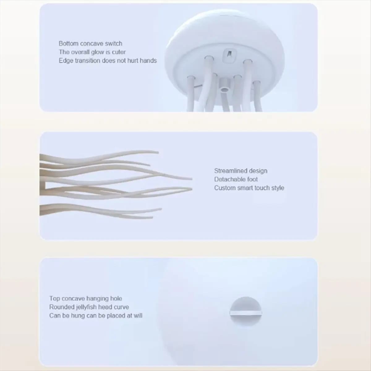【Lico】 Medusa LED Luce notturna Controllo vocale Gradiente Carino rotante Medusa Lampada da comodino sospesa Lampade da tavolo RGB Arredamento della camera