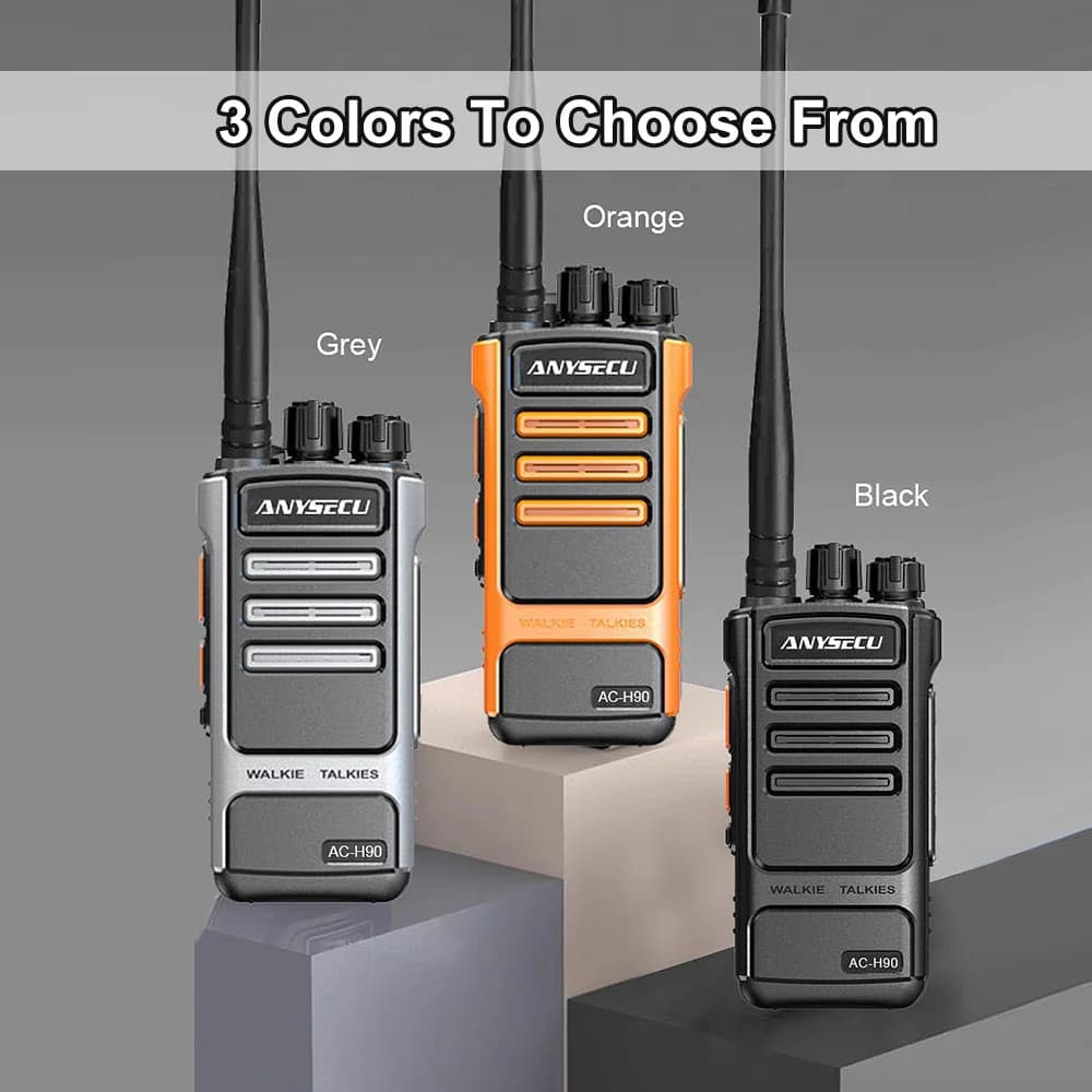 ANYSECU AC-H90 2800mAh 10W walkie-talkie ad alta potenza, 16 canali con funzione di scansione, corrispondenza di frequenza con un clic