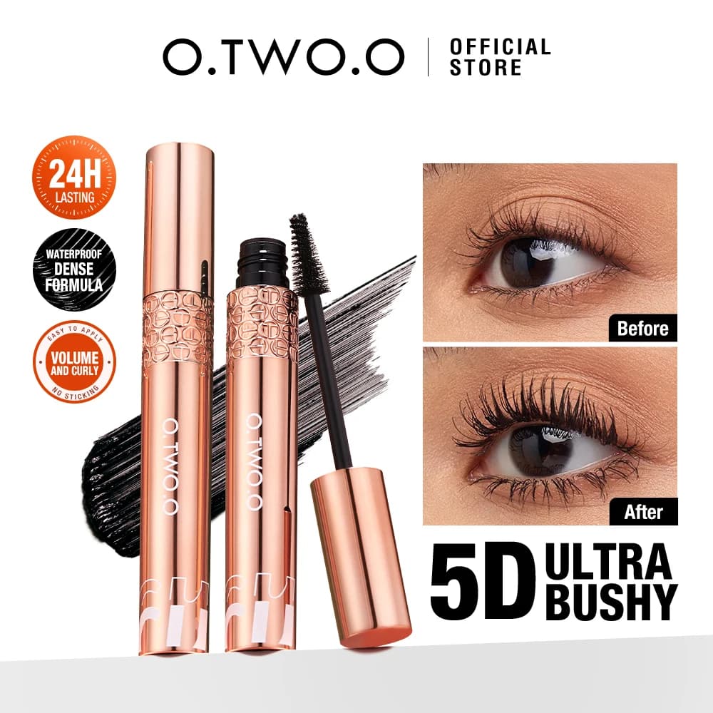 O.TWO.O Mascara Waterproof allunga l'estensione delle ciglia nero Non sbavatura allungamento Volume 5D fibra di seta Mascara cosmetici