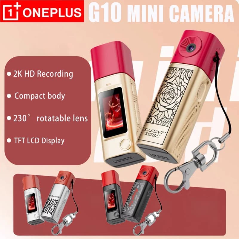 Mini Telecamera G10 2K HD con Schermo LCD, Action Cam Portatile CCD per Foto e Video, Serie Lipstick, Regalo per Studenti con Batteria a Lunga Durata