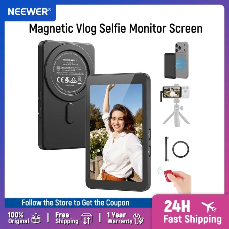 NEEWER Monitor magnetico per selfie Vlog da 4 pollici Monitor per fotocamera posteriore con registrazione cablata remota 4K 120fps per telefono abilitato DP
