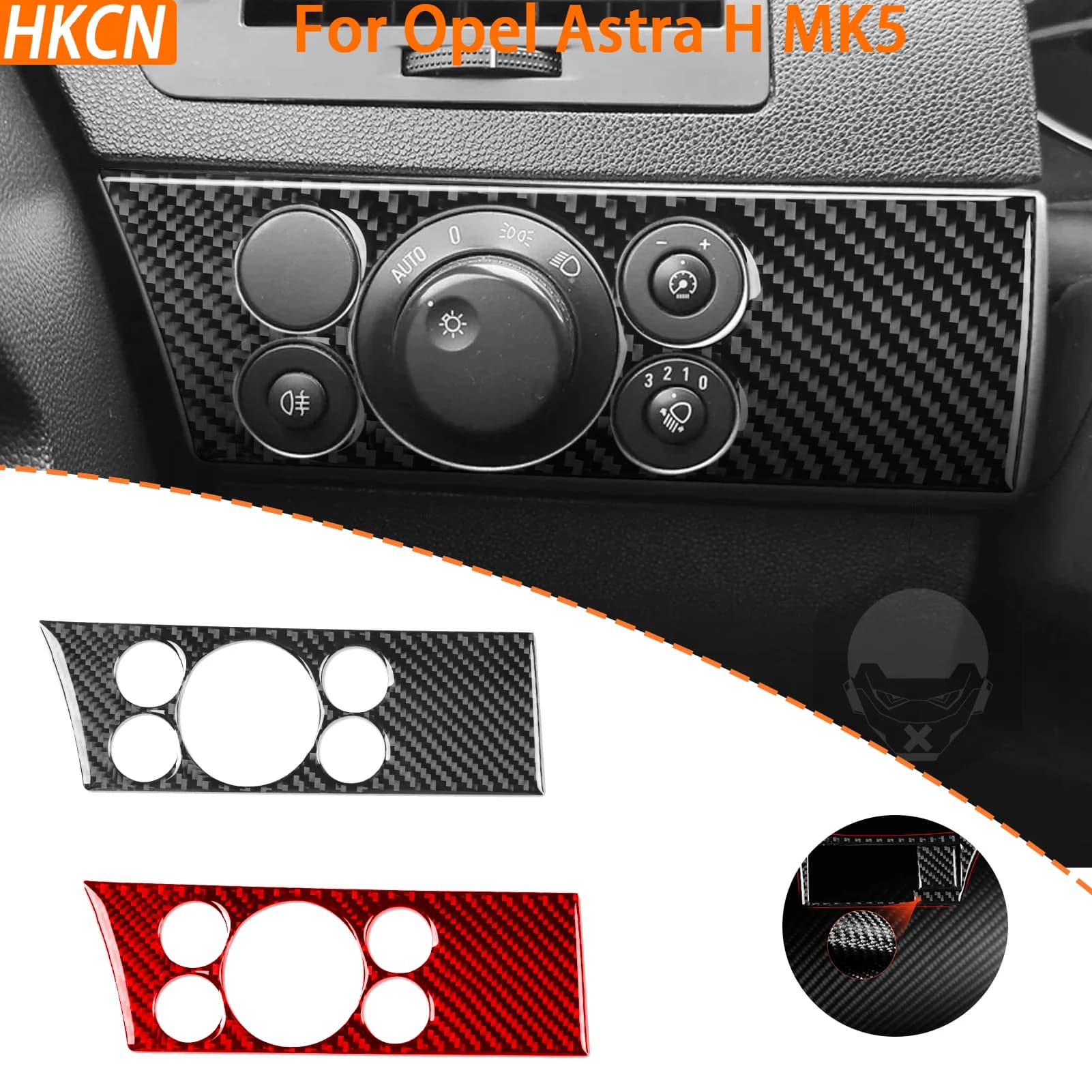 Per Opel Astra H MK5 2004-2010 Cornice in Fibra di Carbonio per Pannello Interruttore Fari e Manopola, Accessori Interni Auto, Adesivi