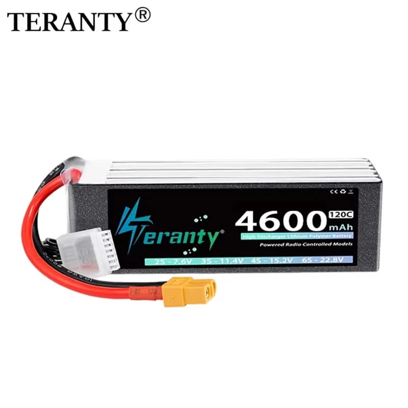 Batteria Lipo TERANTY 6S 22.2V 22.8V 4600mAh 70C 120C con connettore XT60 XT90 per Auto RC, Camion, Barche, Droni FPV, Elicotteri, Aeroplani