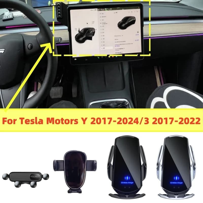 Used For Tesla Motors Y 2017-2024/3 2017-2022 15-Inch Car Screen Navigation Fixed Mobile Phone Universal Stand With Storage Box