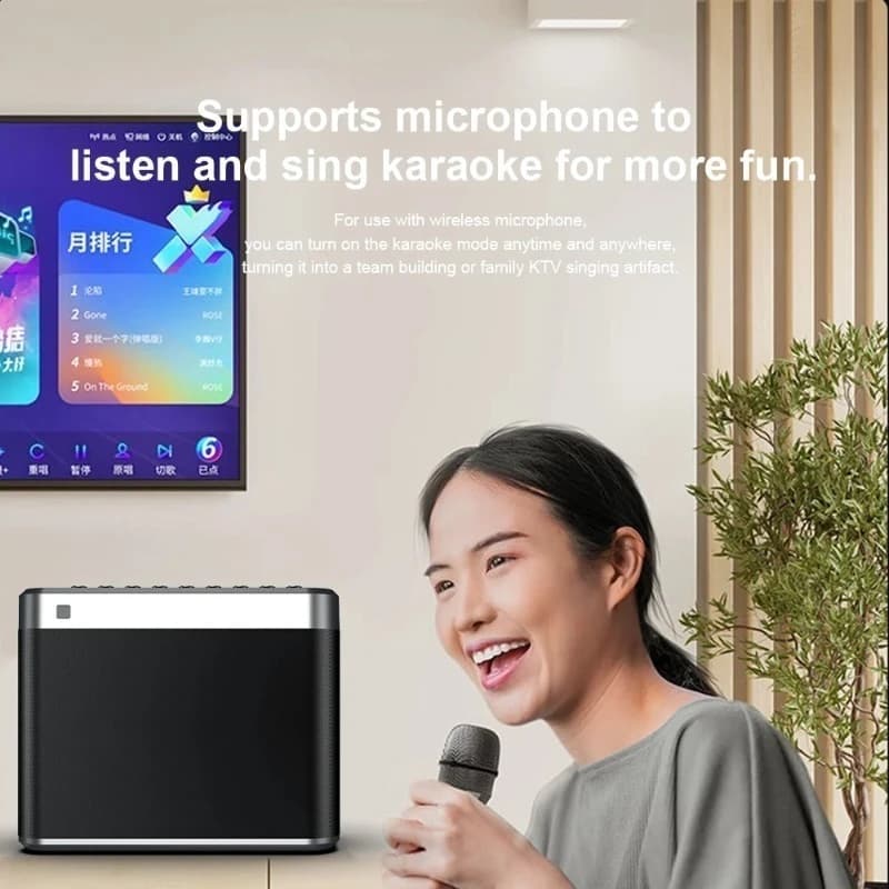 Altoparlante Bluetooth Portatile da Esterno con Suono Surround, Subwoofer Wireless, Sintonizzatore 200W, Macchina per Karaoke con 2 Microfoni