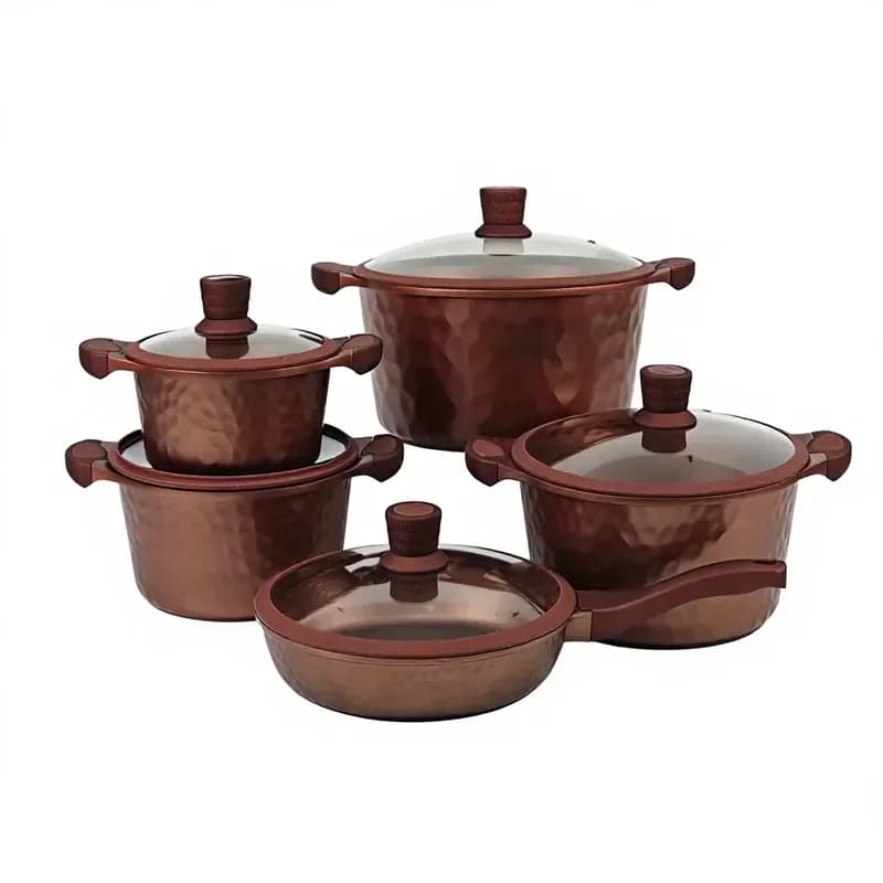 Set Moderno e Sostenibile di Pentole e Padelle Antiaderenti in Marmo, Pietra di Riso, Granito, Metallo, Alluminio Pressofuso e Ceramica