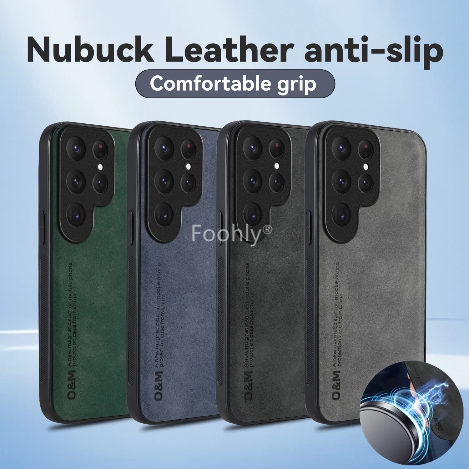 Custodia Magnetica Antiurto in Pelle Nubuck per Samsung Galaxy S26 Ultra S26+ Plus, Cover Protettiva Posteriore