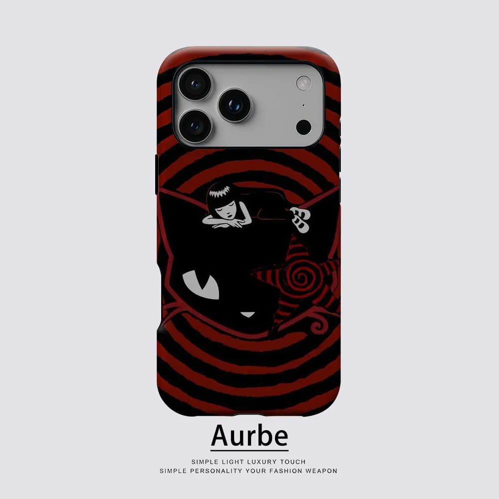 Aurbe Matte 2-in-1 Film Magsafe Case For iPhone 17 16 15 14 Plus 17 Pro Max Shockproof Hard Shell Gothic Cat Whimsy Case