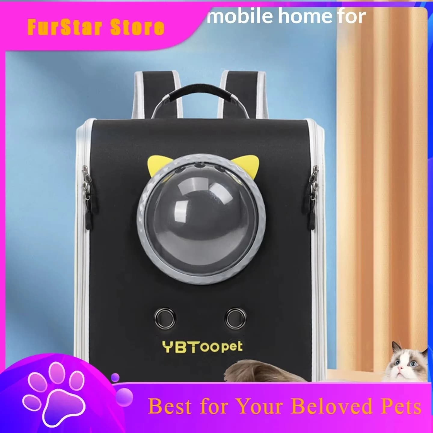 FurStarNew Portable Anti-Stress Large Capacity Space Capsule Cat Dog Carrier Backpack, Double Shoulder Pet Travel Crate For Smal