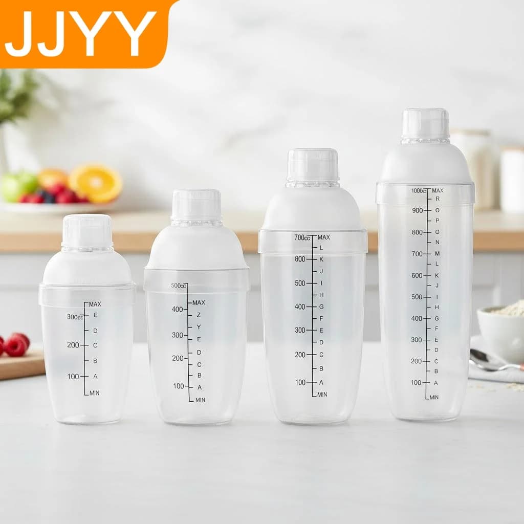 Shaker per Cocktail Portatile in Plastica con Scala Graduata, Mixer per Bevande Trasparente, Strumento per Barman Domestico
