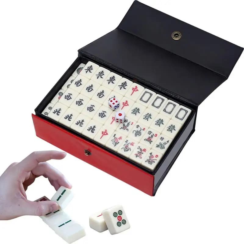 Set da gioco Mahjong cinese 144 pezzi Mini Mah Jong Set di piastrelle per giochi di feste Set completo di Mahjong tradizionale con viaggi di trasporto