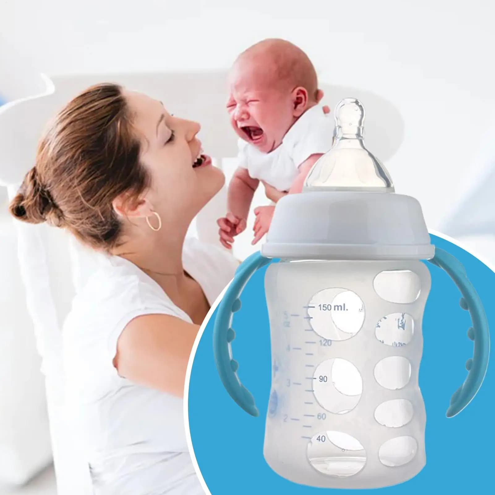 Manicotto in silicone per biberon in vetro Portabiberon Protezione Anti rottura Alimentazione in vetro per passeggino da viaggio all'aperto Parco auto