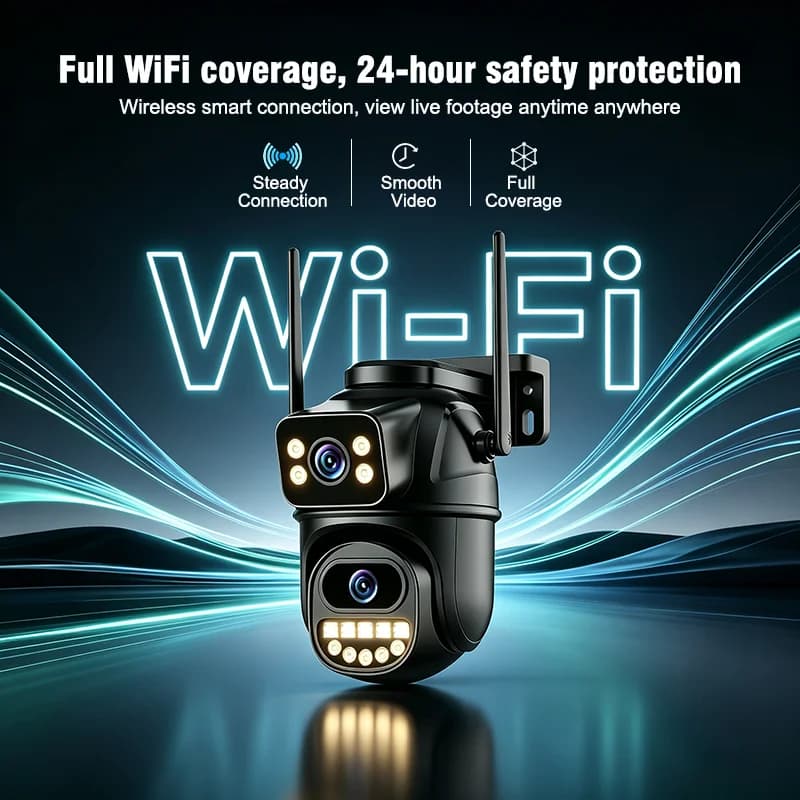 Dual Lens 6K Ultra Hd 24G Wifi Ptz Ip Security Camera 4X Digital Zoom Ai Human Detect Outdoor Ip66 Onvif Home Surveillance