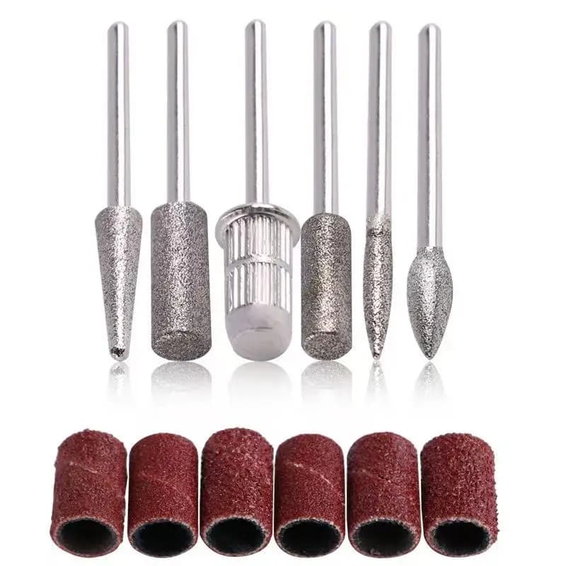 Set di 6 punte per fresa per unghie e bande abrasive di ricambio per manicure, pedicure e rimozione smalto gel.