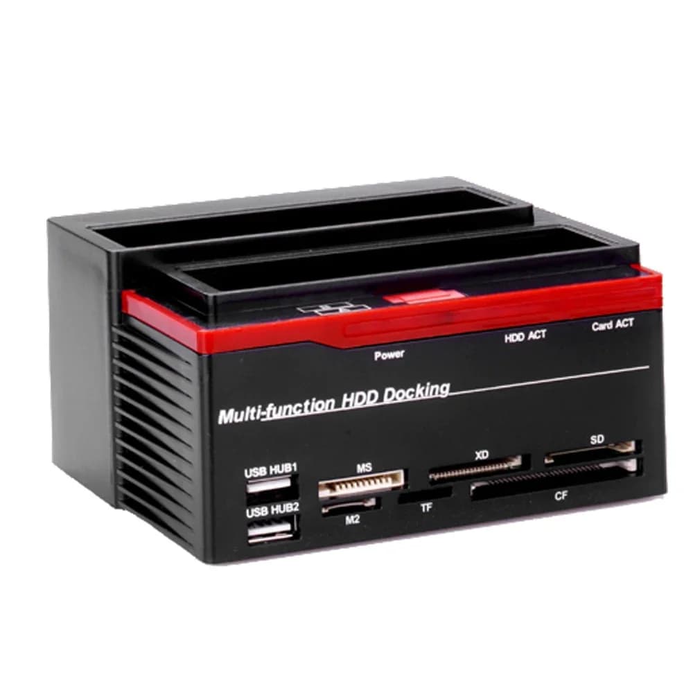 Docking station per HDD SATA IDE da 2,5/3,5" Custodia per HDD clone USB 2 porte USB 2.0 Tipo C Hub Lettore di schede MS/M2/XD/CF/SD/TF
