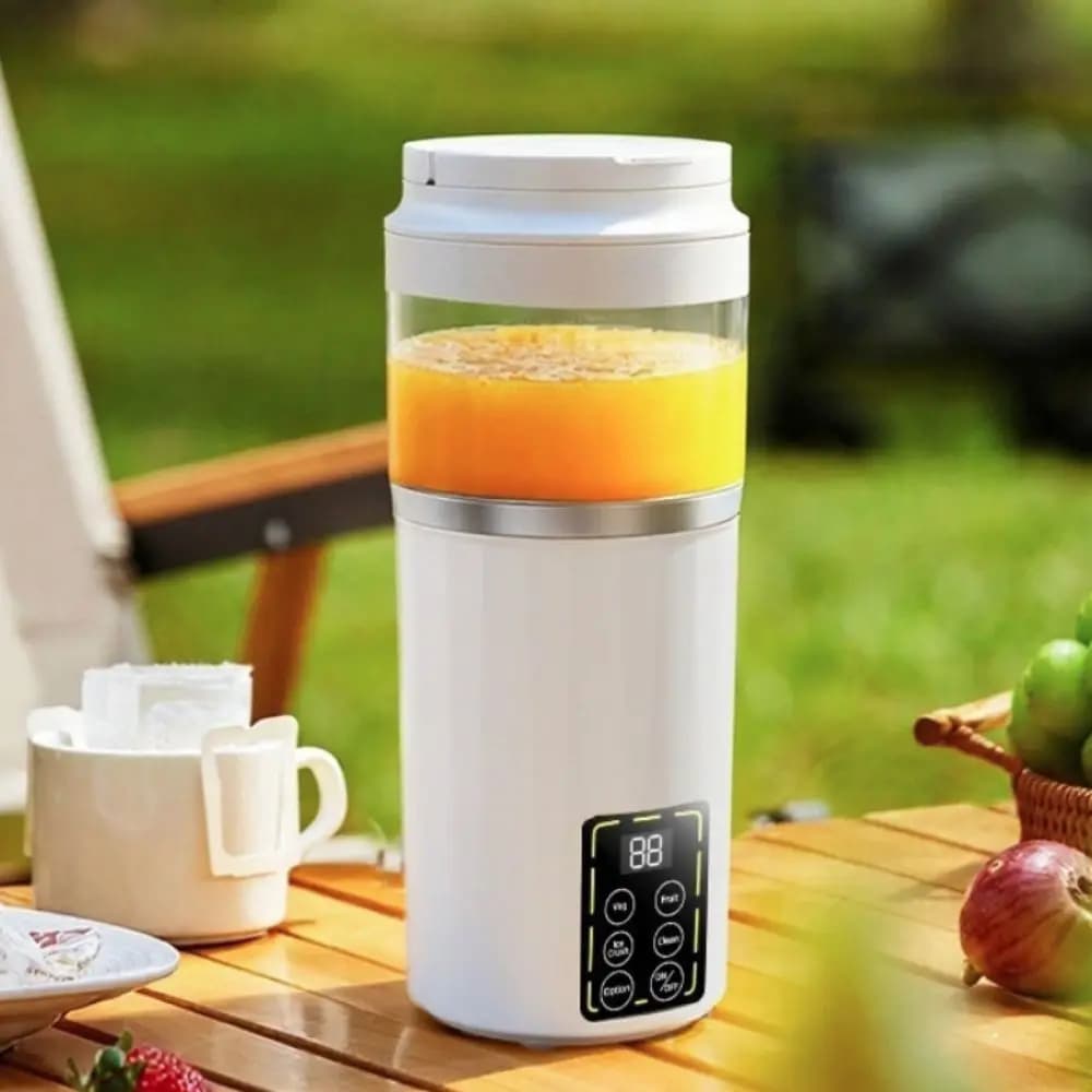 Tazza per Succhi con Ricarica USB, Display Digitale, Estrattore di Frutta Wireless, Impermeabile, Batteria a Lunga Durata, Frullatore Portatile
