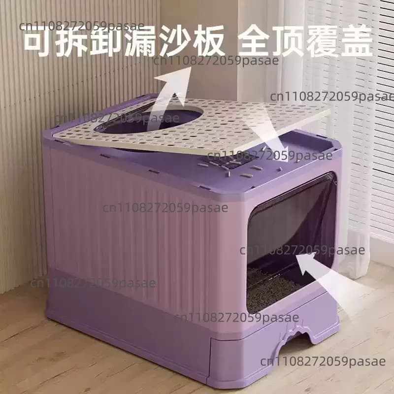 Lettiera Extra-Large Completamente Chiusa a Cassetto per Gatti Robusti: Lettiera Anti-Odore e Anti-Schizzi per Gattini e Gatti