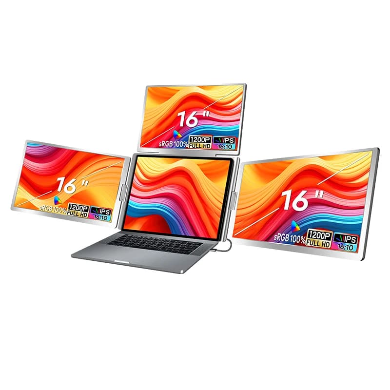 2026 New Arrivals Portable Quad Monitor 16 Inch LCD 16:10 Display IPS USB C Designed for Business Use with Laptop