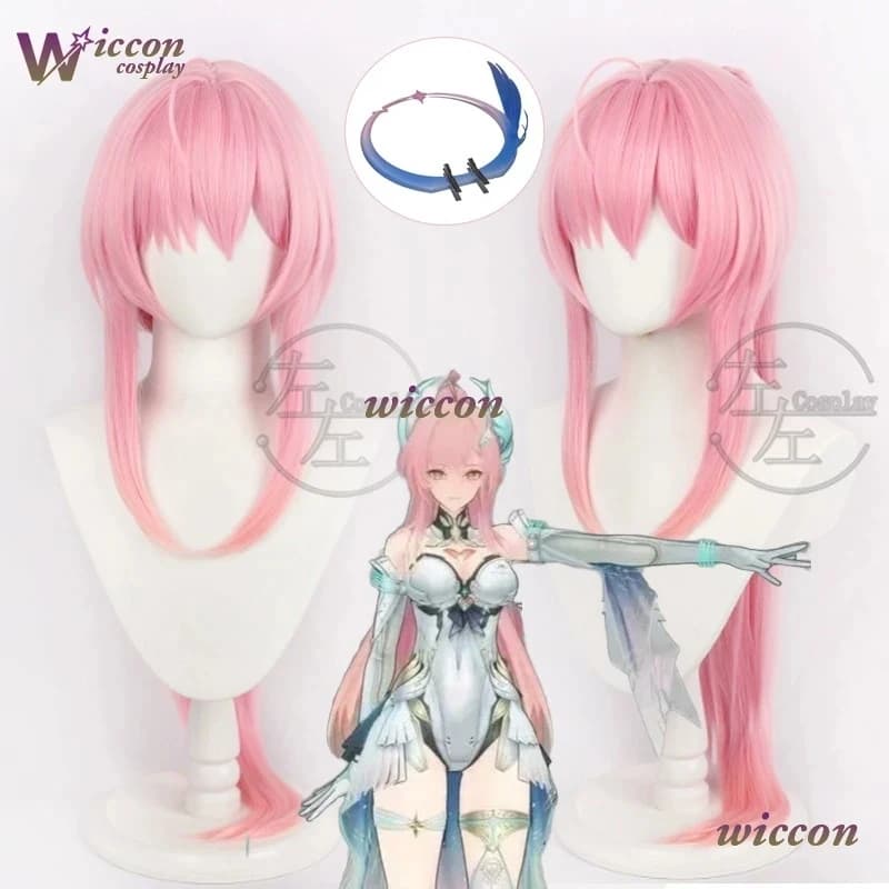 Wuthering Waves Long Cosplay Wig with Horsetail, Heat Resistant Fiber, for Uniforms - Aemeath