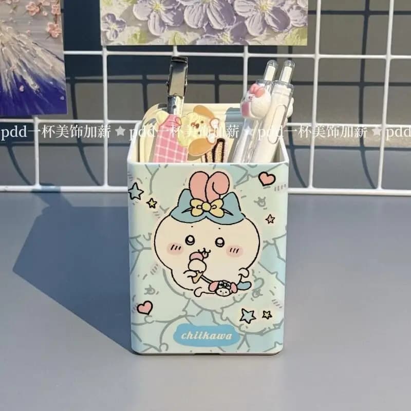 Anime Chiikawa Desktop Pen Holder Hachiware Usagi Multifunctional Storage Box Stationery Cosmetic Organizer Home Gift