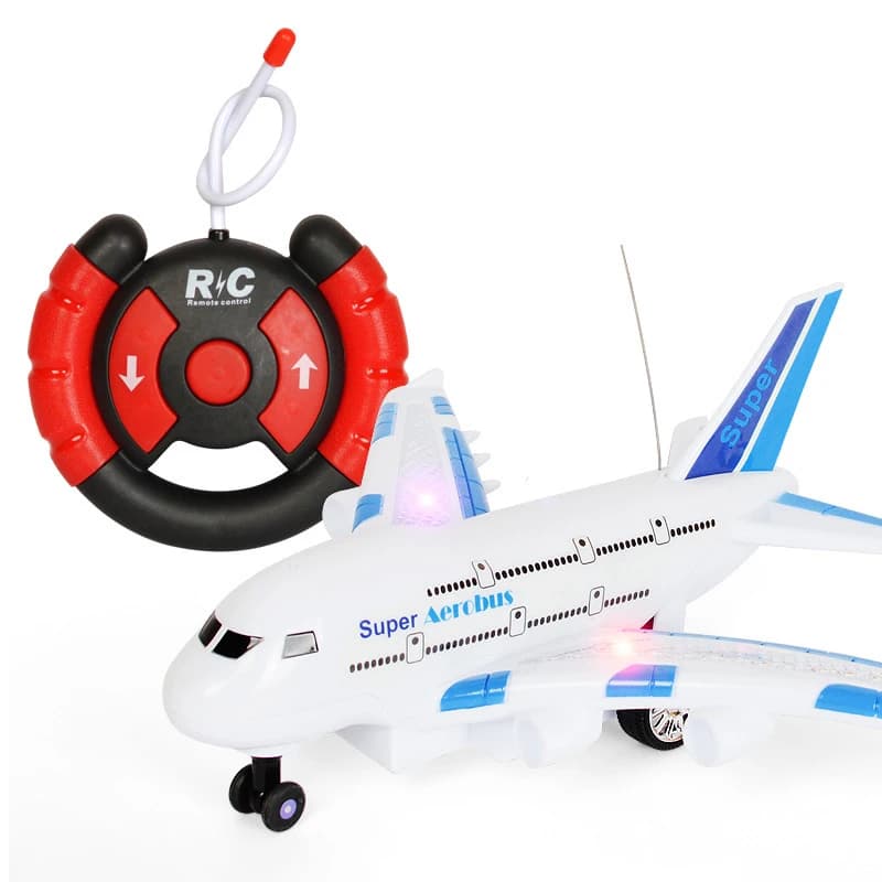 Aereo elettrico RC Giocattoli di plastica per bambini Modello di aeroplano telecomandato Giochi all'aperto Illuminazione musicale per bambini Giocattoli fai da te Regali