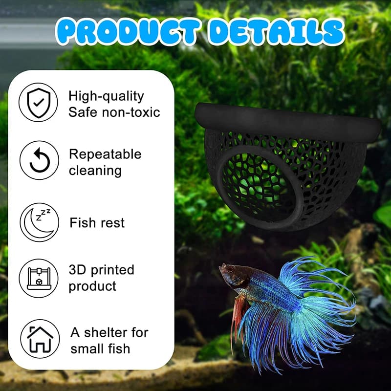 Anello FLoatinG Betta Nascondi Gamberetti Grotta 3-in-1 Acquario HaMMock FLoatinG Alimentatore RestinG Spot 3D Stampato Betta Pesce Decor