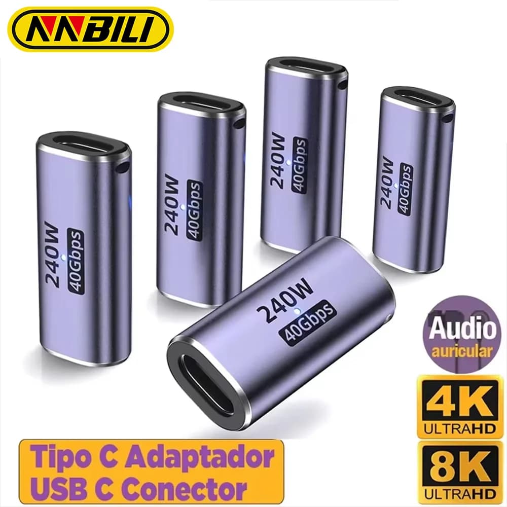 NNBILI Adattatore da USB-C femmina a femmina da 1-5 pezzi con PD240W 40Gbps 8K a 60Hz compatibile con Thunderbolt 4 MacBook iPad USB-C HUB