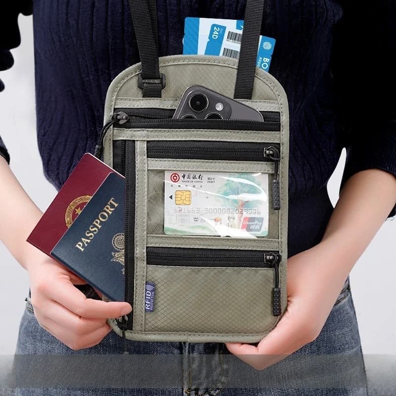 Portadocumenti da Viaggio Portatile L7039, Custodia Protettiva per Passaporto, Portafoglio per Carte e Documenti per Viaggi all'Estero