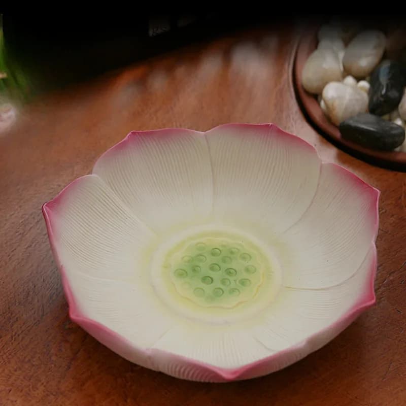 1 pz piatto di frutta in ceramica casa cinese Buddha Hall per Buddha Guanyin dipinto fiore di loto piatto di frutta vegetariana piatto di frutta secca