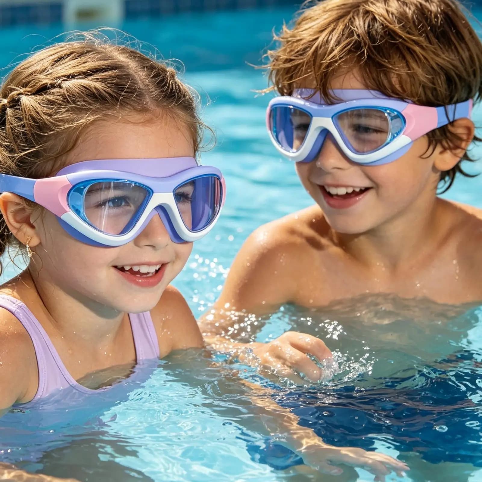 Occhialini da nuoto per bambini, impermeabili, antiabbagliamento, occhialini da snorkeling per bambini, ragazzi, ragazze, principianti, per vacanze al mare