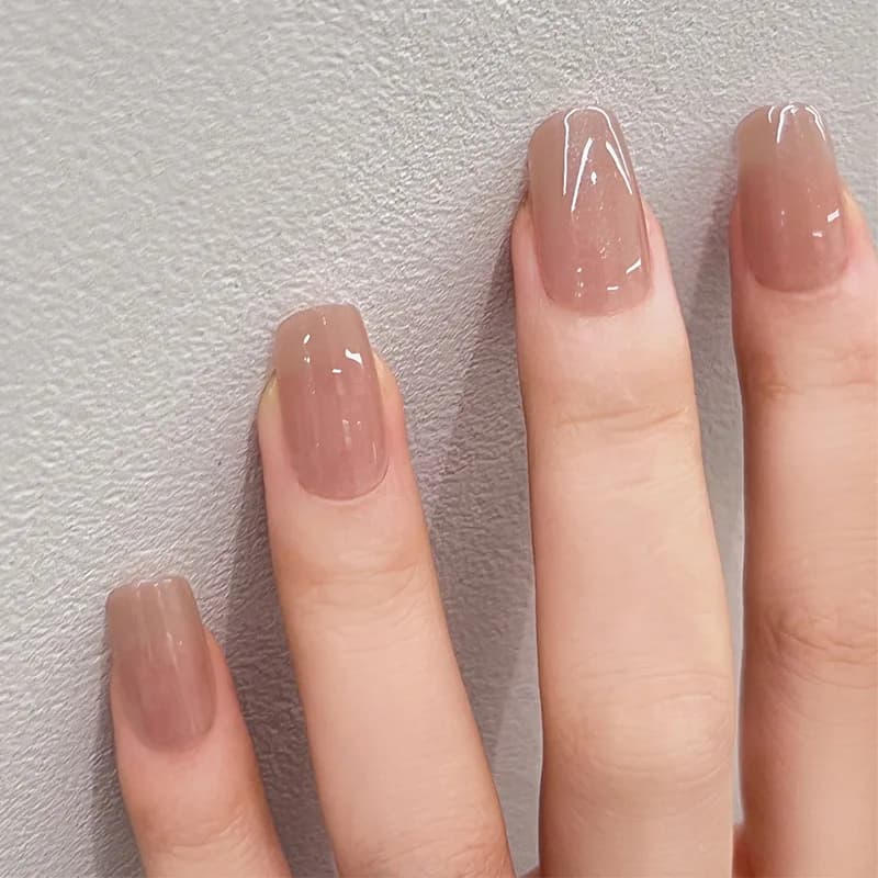 Wear Nail Nude Pearlescent Fine Glitter Nail Art Finished Product Wear Nail Art Advanced False Nail Film Removable Nail Art