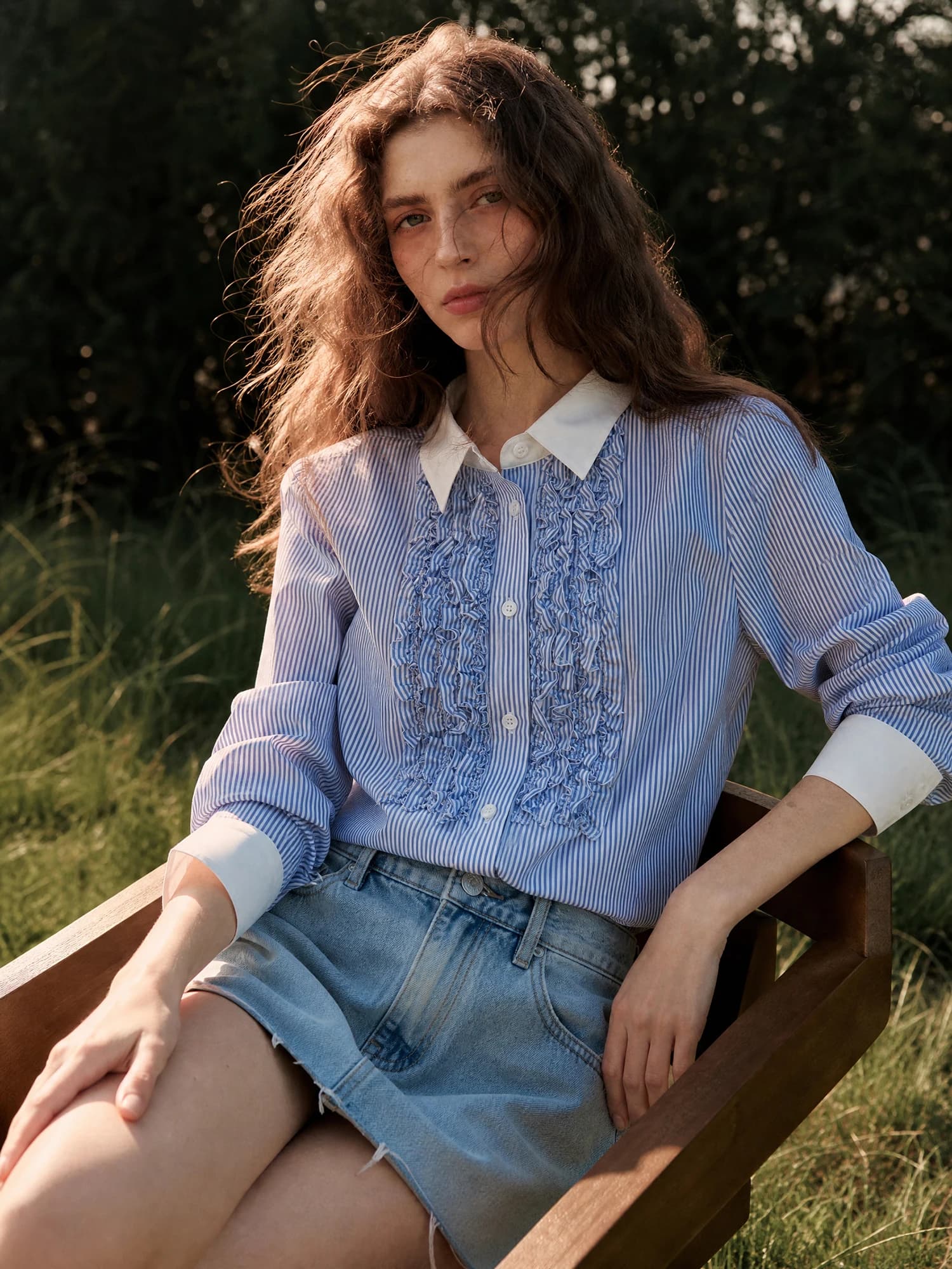 Elegant And Gentle 100% Silk Striped Shirt Color Block Collar Wood Grain Commute Shirt for Women Skin Friendly ...