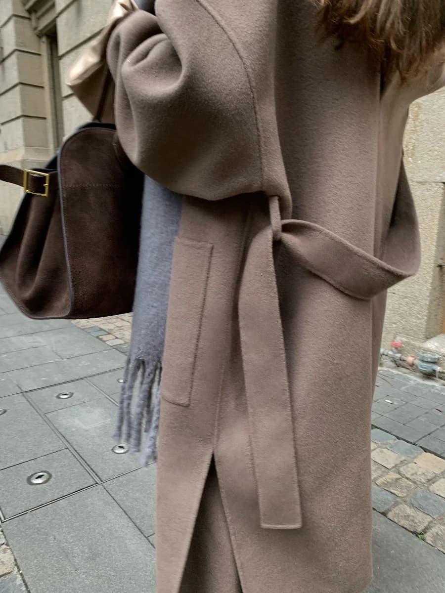 Soolrok Cappotto in Nylon a Doppia Faccia, Stile Semplice e Casual, Capospalla in Misto Lana a Maniche Lunghe per l'Inverno