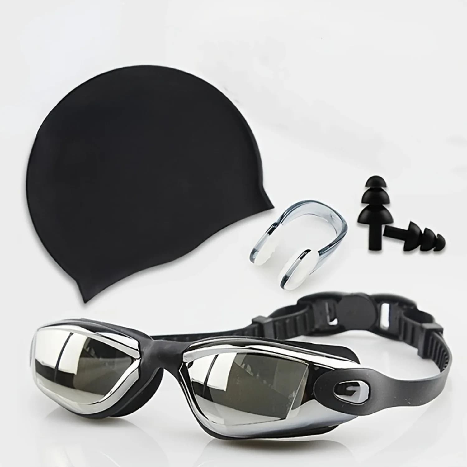 Adult swimwear with ear plugs - Resin, UV protection, Anti-fog, Waterproof, Electrolytic lenses for 14 years up