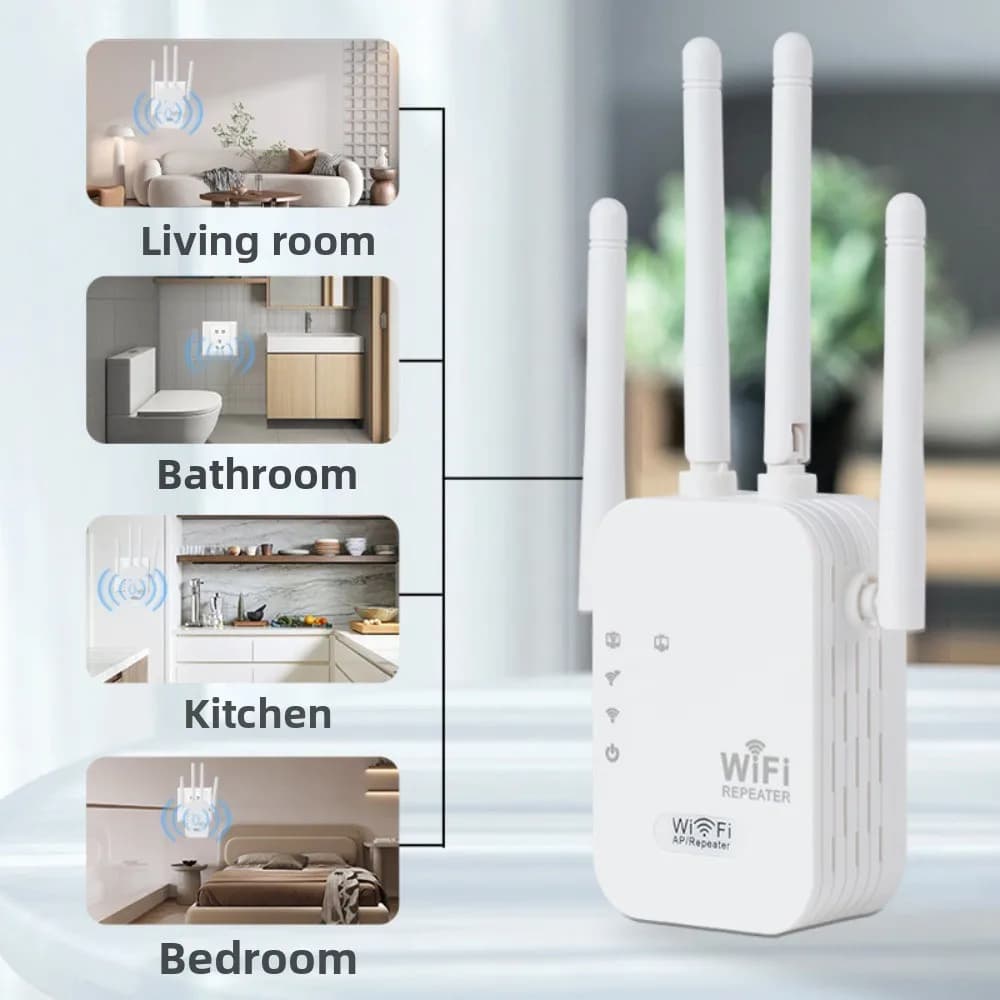 Amplificatore WiFi Bianco 300Mbps, Router Wireless, Ripetitore di Segnale Wi-Fi 2.4 GHz US per PC