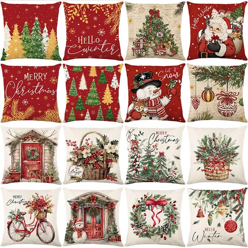 Polyester premium Christmas pillow cover without core bedside cushion sofa pillow