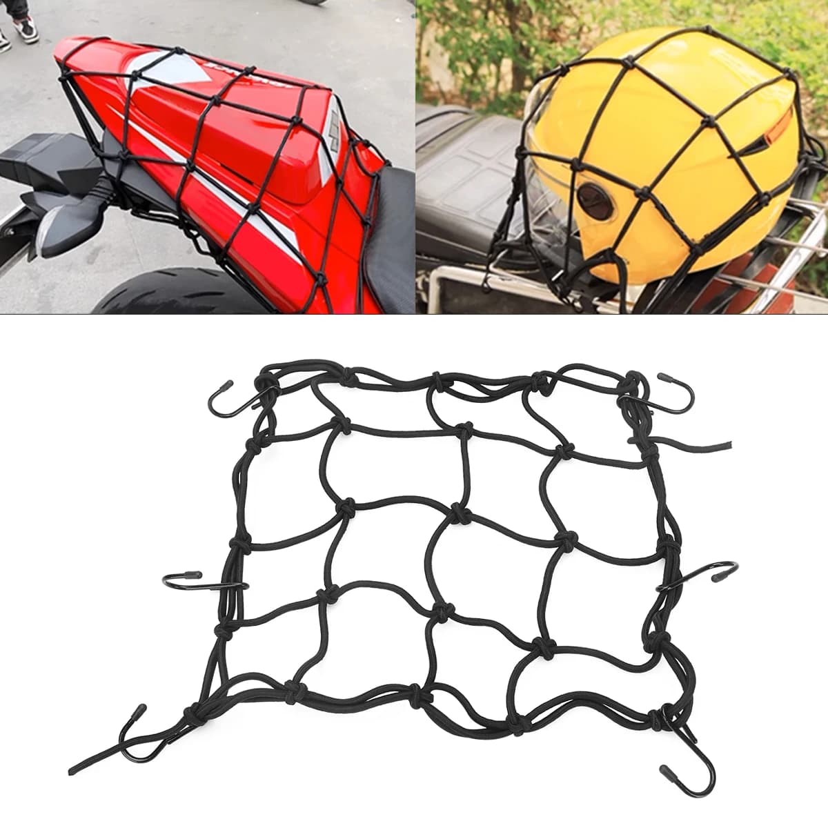 Motorcycle Helmet Elastic Net Bag 40x40cm Luggage Net Universal Helmet Hold Storage Mesh Cargo Bike Scooter Accessories