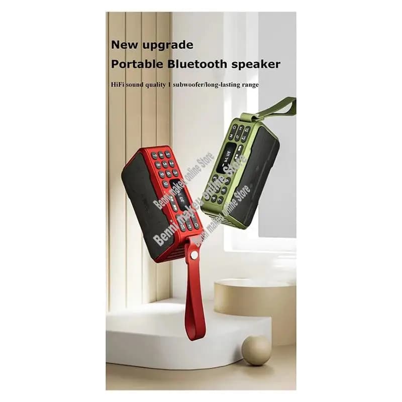 Radio portatile FM Mini radio Bluetooth Altoparlante Suono Hifi Soundbar Subwoofer Lettore musicale vivavoce Registratore con microfono-ABVP