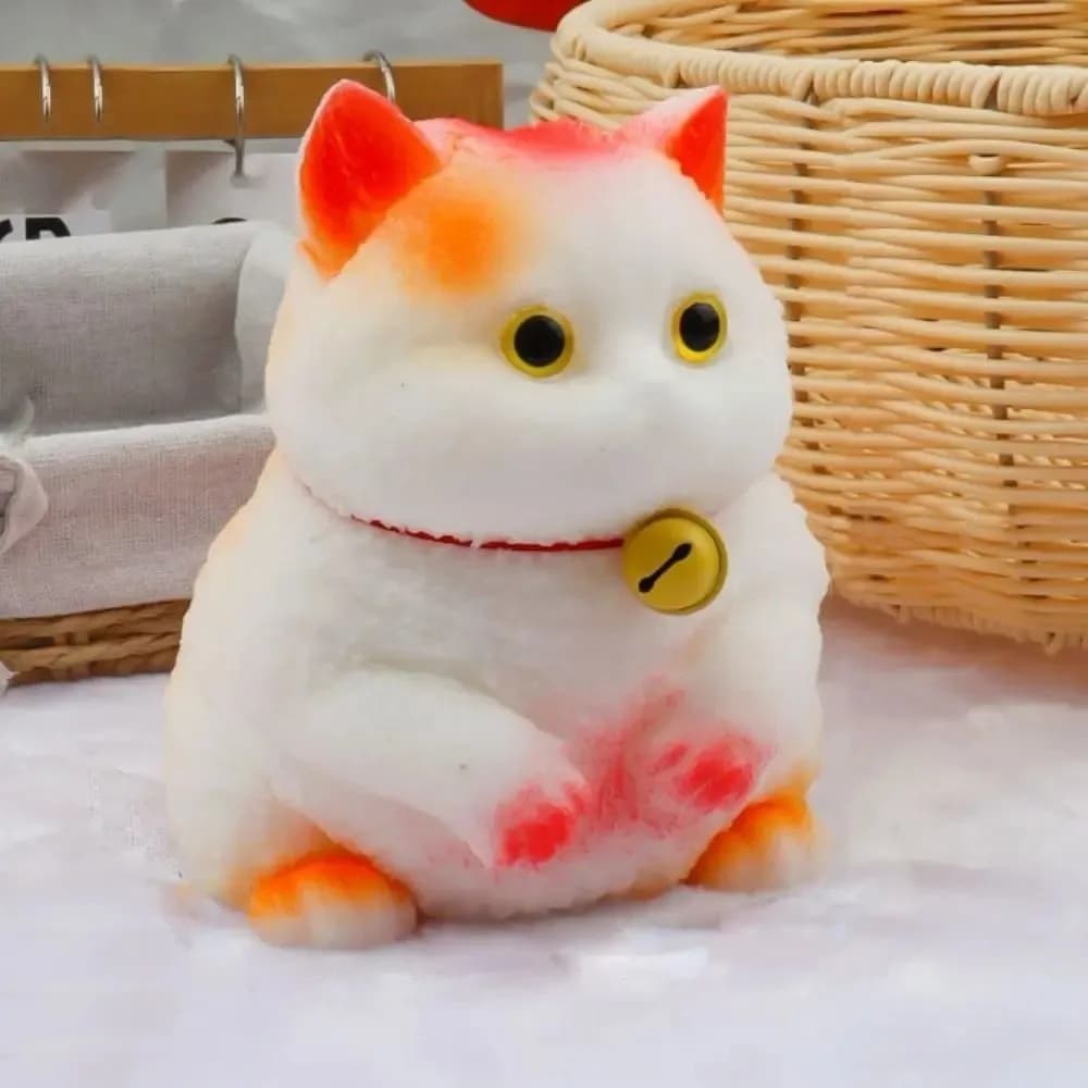 Giocattolo Antistress a Forma di Gatto in Materiale Morbido, Colorato, Mini, con Campanello e Fiocco, a Lenta Ripresa