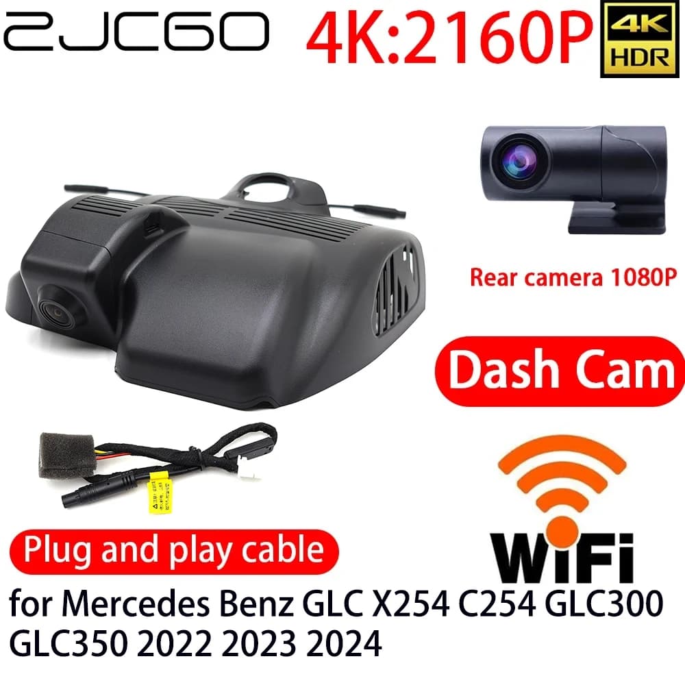 ZJCGO Dash Cam 4K for Car with Wifi, Front Camera and Back, 24h Monitor for Mercedes Benz GLC X254 C254 GLC300 GLC350 2022 2023 2024