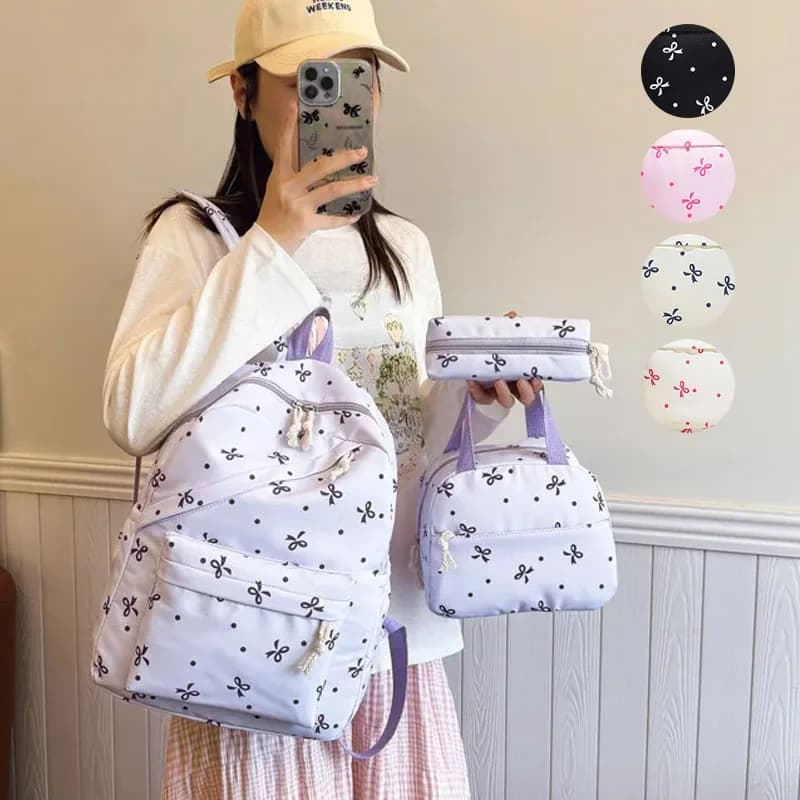 Back to School 3 Piece Floral Backpack Set Lightweight Casual Travel School Bag for Students Girls Women Butterfly Print