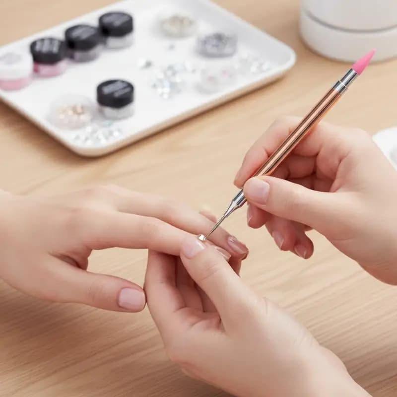 1 Double Toe Pen for Nail Art, Tool to Apply Strass and Gems, Brush for Painting, Metal Diamond Auction, Nail Tool