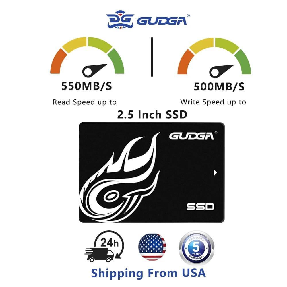GUDGA SSD SATA III Disco rigido interno a stato solido da 2,5 pollici 128 GB 256 GB 512 GB 1 TB 2 TB 550 MB/s 3D NAND TLC per desktop portatili
