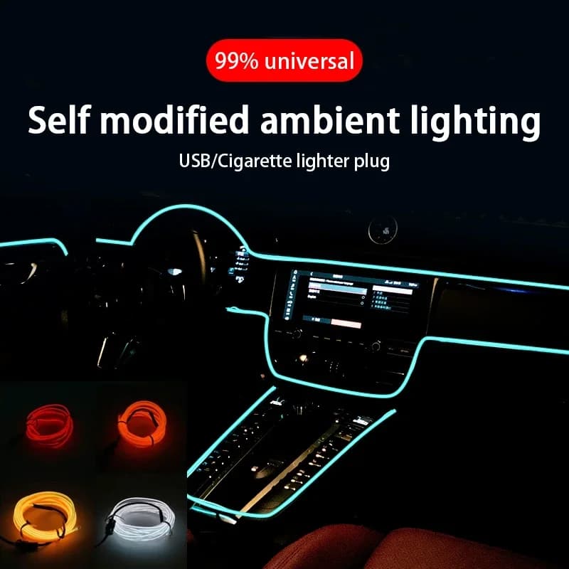 1/2/3/5m striscia di luce che emettono luce fredda per auto LED luce ambientale interna luce decorativa console centrale striscia luminosa del cruscotto