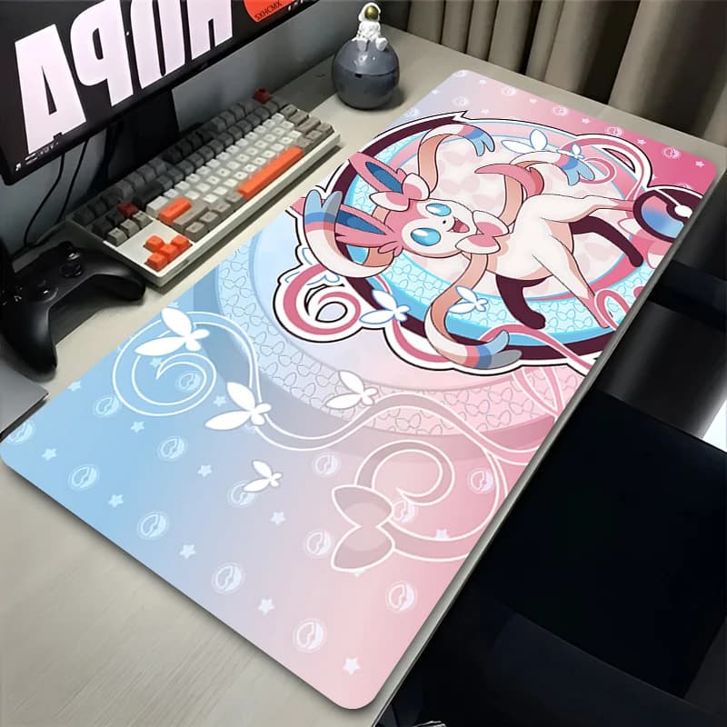 Cute pink big mouse mat XXL, computer game accessories, P-pokemon Sylveon keyboard mat, mouse mat for girl gamer, Kawaii carpet