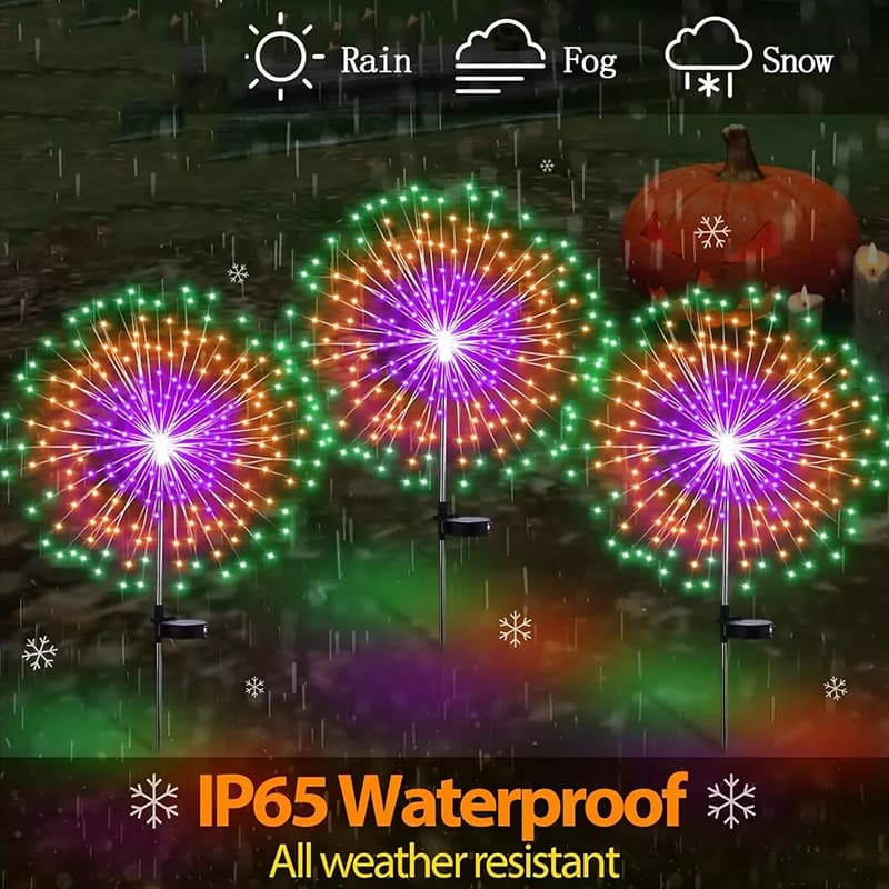 Luci solari per fuochi d'artificio luci da giardino impermeabili per esterni con modalità di illuminazione luce fatata per decorazioni da cortile per matrimoni di natale
