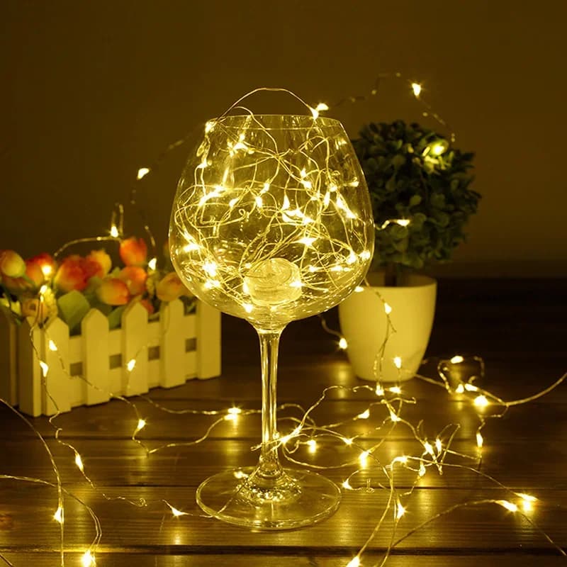 Luci a stringa a LED con filo di rame, illuminazione natalizia, ghirlanda luminosa per albero di Natale, decorazioni per matrimoni e feste, Buon Natale, Navidad