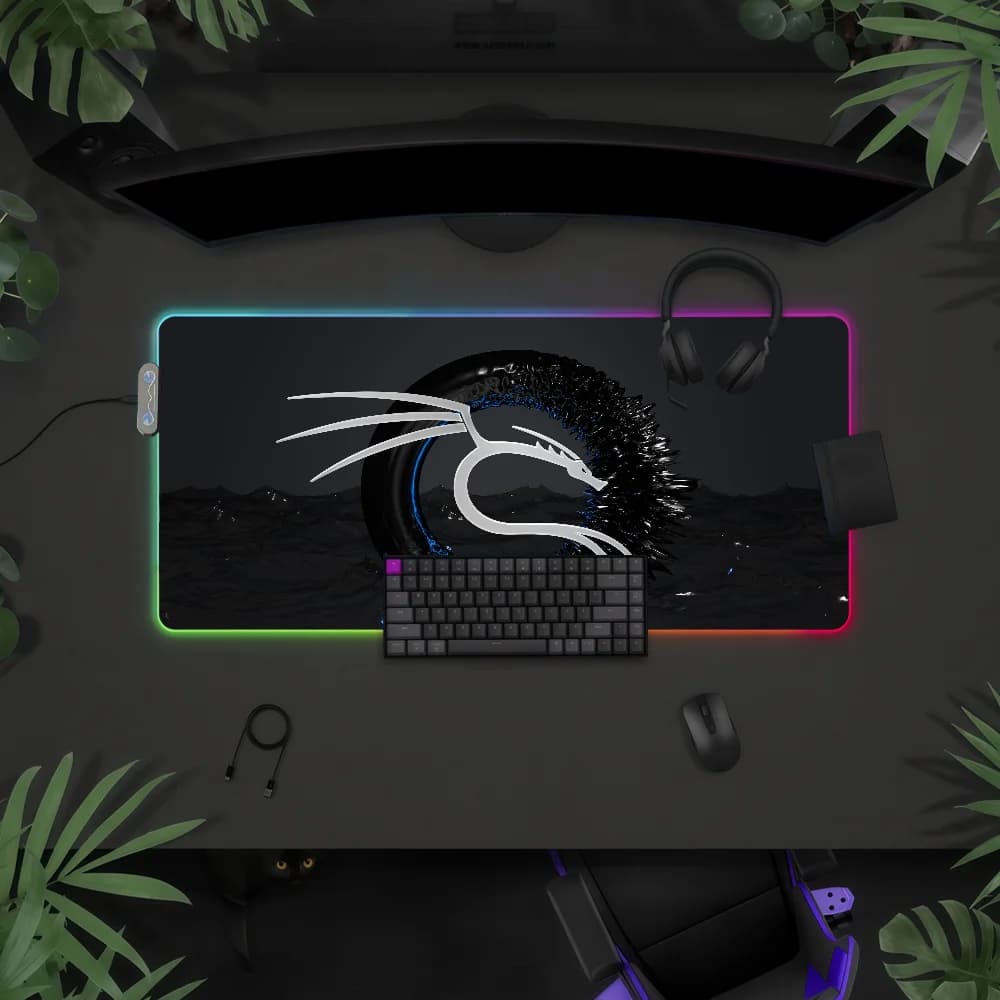 Tappetino per mouse Art K-Kali L-LinuxS con luce LED RGB, tastiera da gioco colorata, copertura antiscivolo, superficie impermeabile
