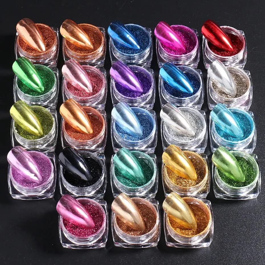 Set di polveri per unghie cromate metallizzate da 23 colori Y2K Specchio magico Oro Argento Decor Sfregamento Glitter Pigmento Fiocchi Accessori per manicure